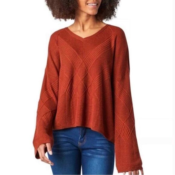 Smartwool Burnt Orange Merino Wool Blend Cable Knit Sweater Size L - Picture 1 of 10